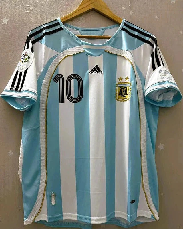 Camisa Retrô Argentina 2006/07 Home - RIQUELME #10 (+Patches)