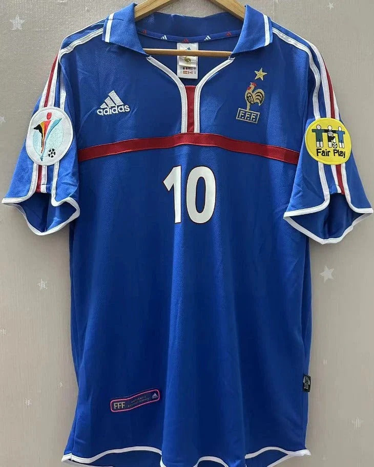Camisa Retrô França 2000/01 Home - ZIDANE #10 (+Patches)
