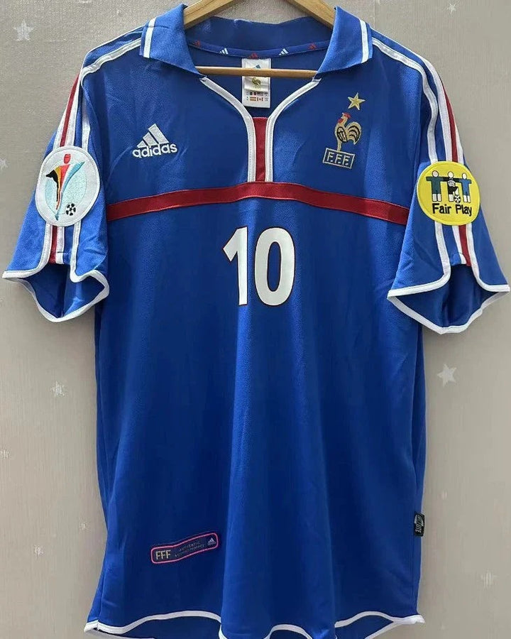 Camisa Retrô França 2000/01 Home - ZIDANE #10 (+Patches)