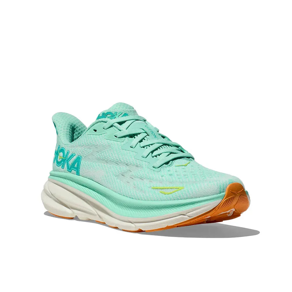 Hoka Clifton 9 – Verde Menta/Laranja Claro