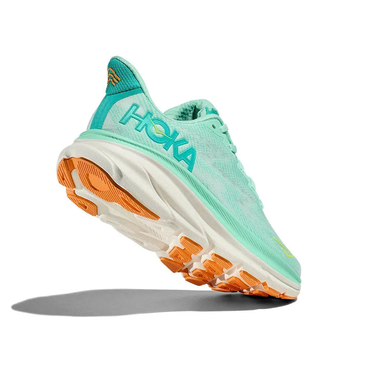 Hoka Clifton 9 – Verde Menta/Laranja Claro