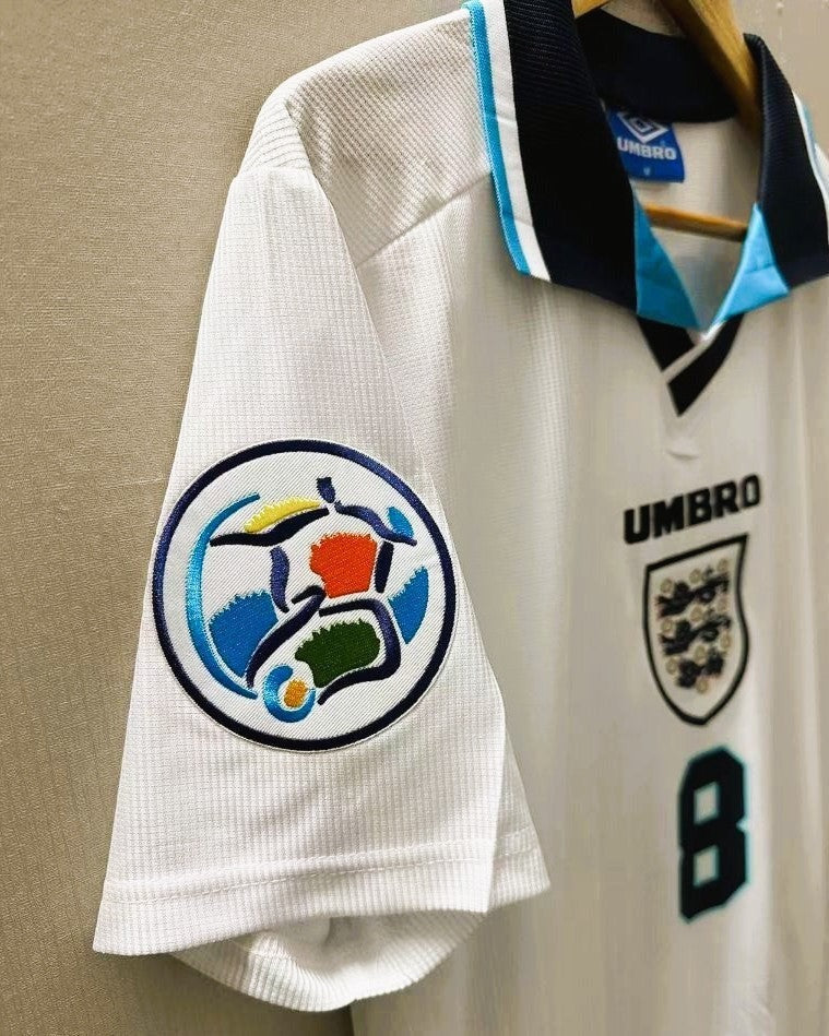 Camisa Retrô Inglaterra 1996/97 Home - GASCOIGNE #8 (+Patches)