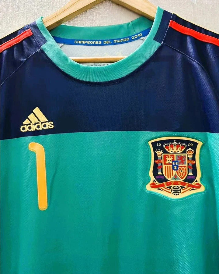 Camisa Retrô Espanha 2010/11 Goleiro Home - CASILLAS #1 (+Patches)
