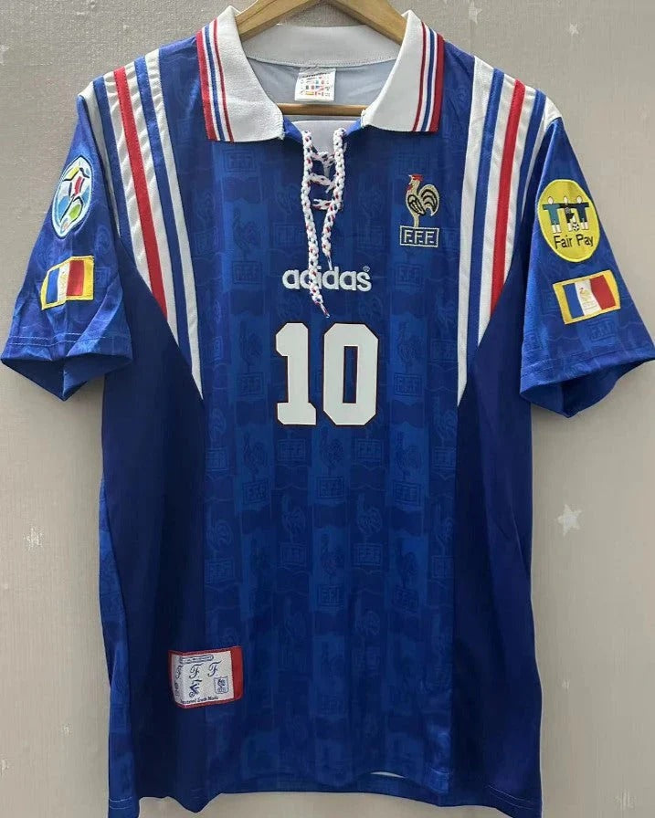 Camisa Retrô França 1996/97 Home - ZIDANE #10 (+Patches)