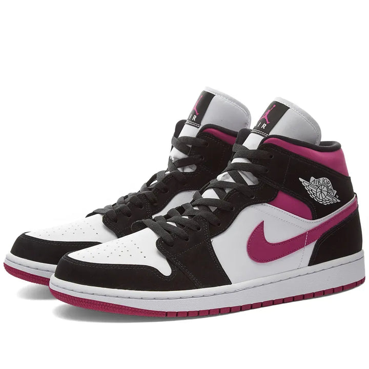 Jordan 1 Mid - Branco/Preto/Magenta