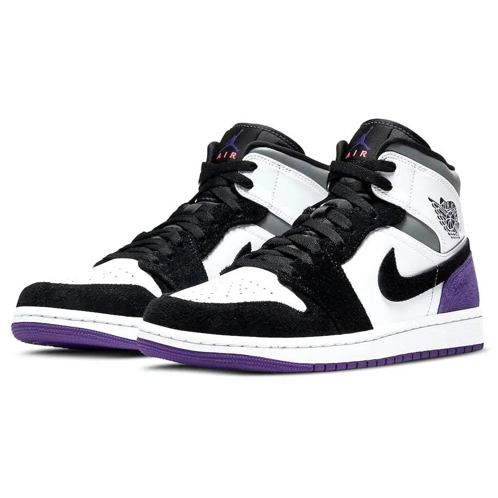 Jordan 1 Mid SE - Branco/Preto/Roxo/Rosa