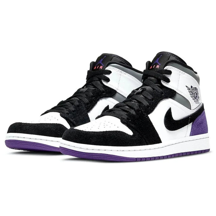 Jordan 1 Mid SE - Branco/Preto/Roxo/Rosa