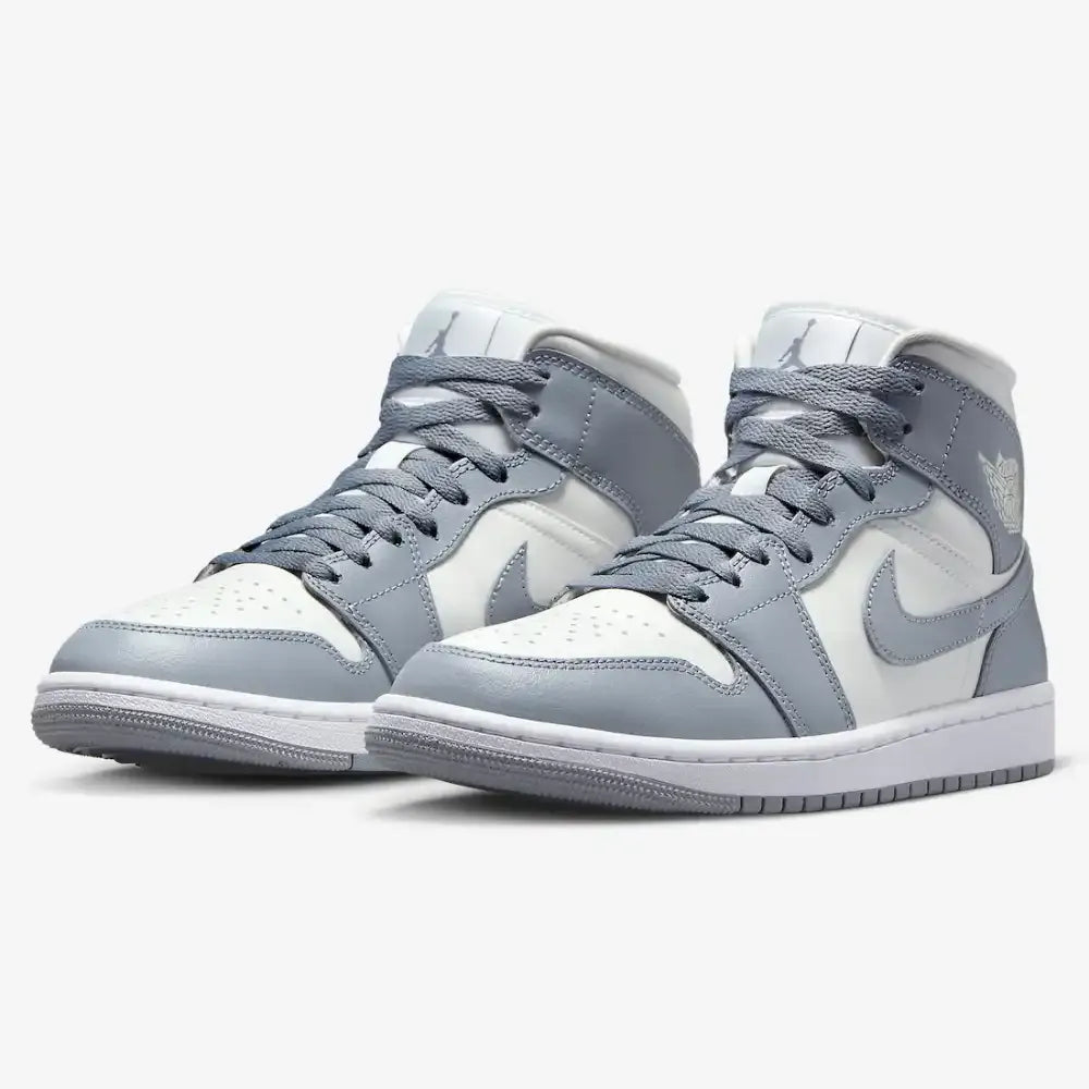 Jordan 1 Mid Stealth - Sail/Cinza Stealth/Branco