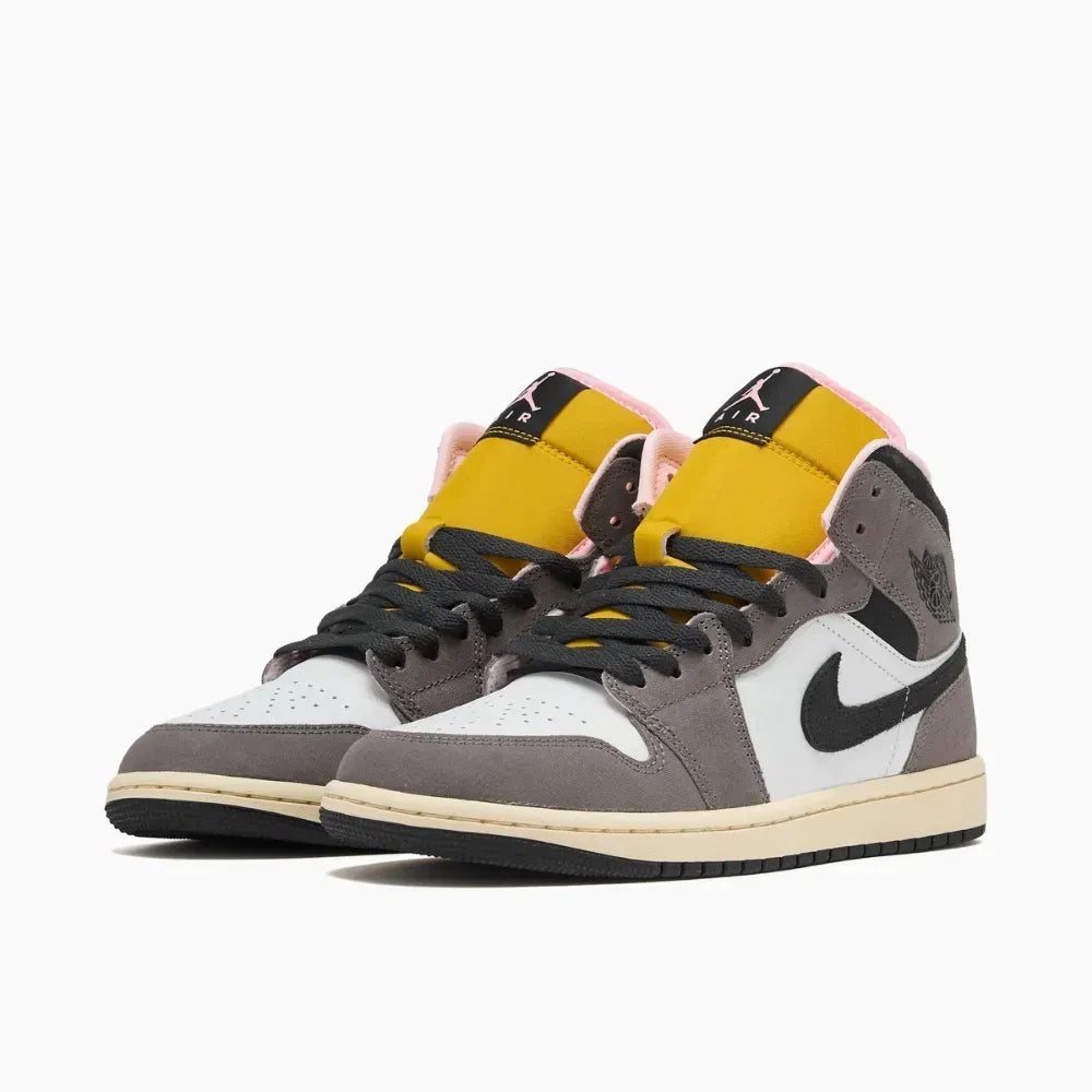 Air Jordan 1 Mid SE - Cinza/Branco/Amarelo