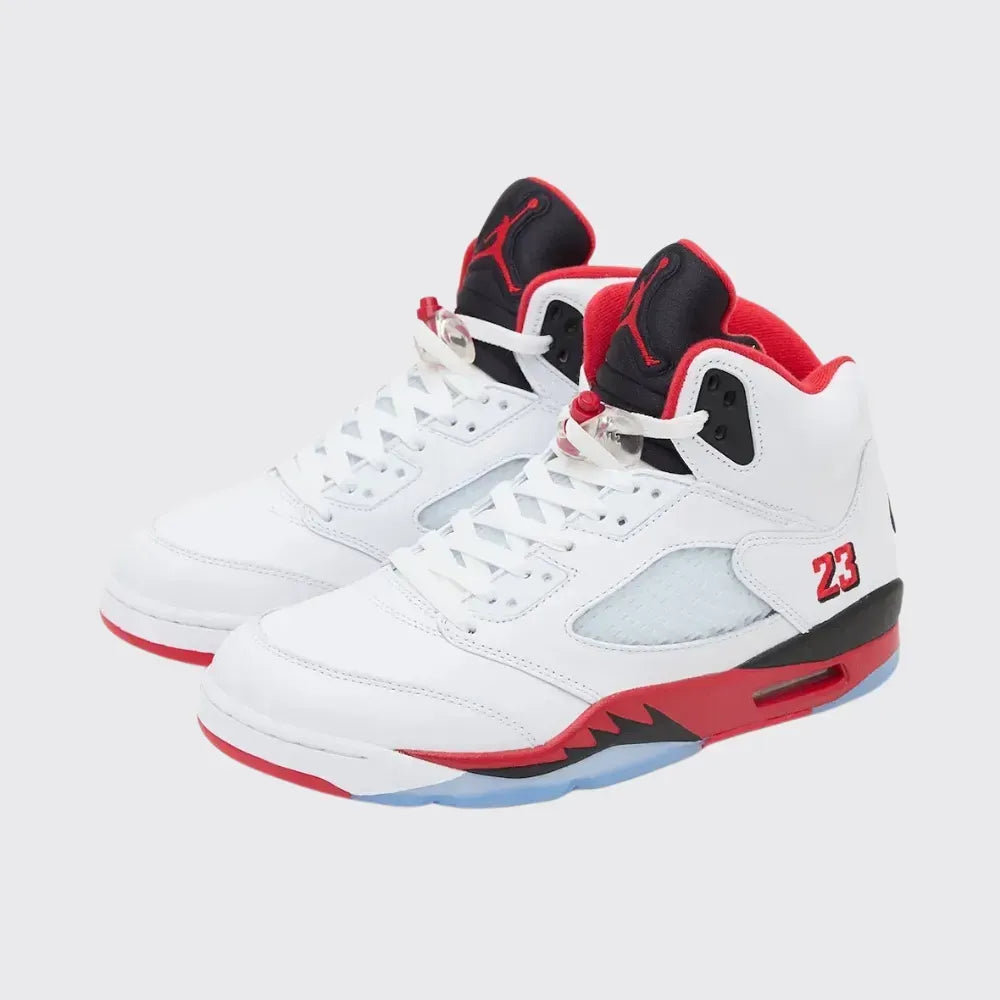 Jordan 5 Retro Vermelho Fogo Língua Prateada