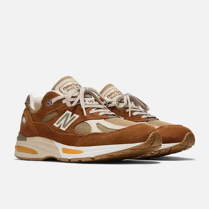 New Balance 991v2 MiUK – Caramelo/Laranja/Cinza