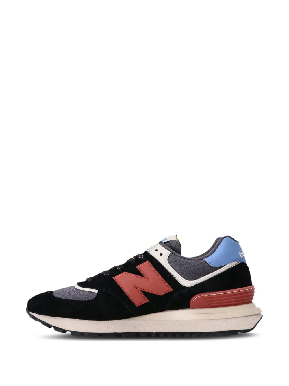 New Balance 574 - Preto/Cinza Escuro/Vermelho/Azul Celeste