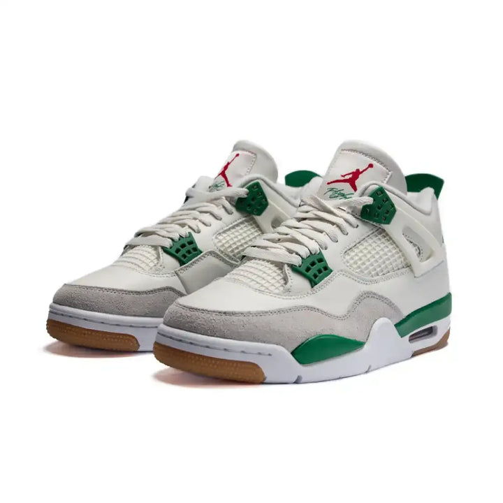 Air Jordan 4 - Branco/Cinza/Verde Escuro