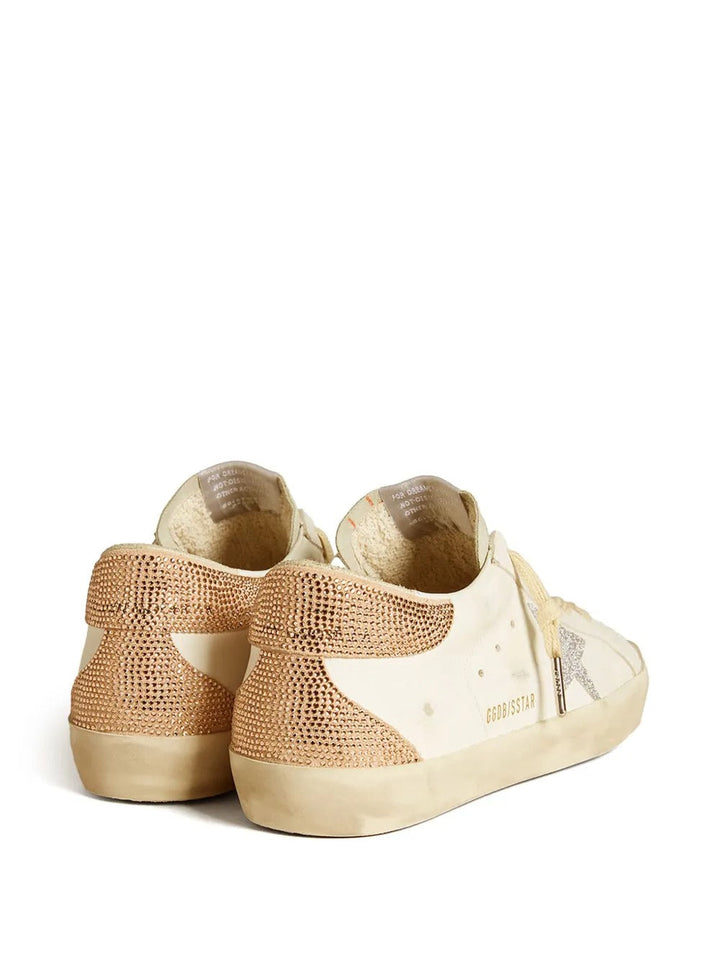 Golden Goose Super-Star – Couro Bege com Swarovski