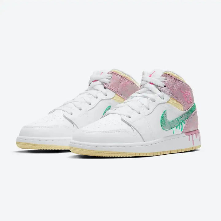Jordan 1 Mid - Rosa/Menta/Branco/Amarelo