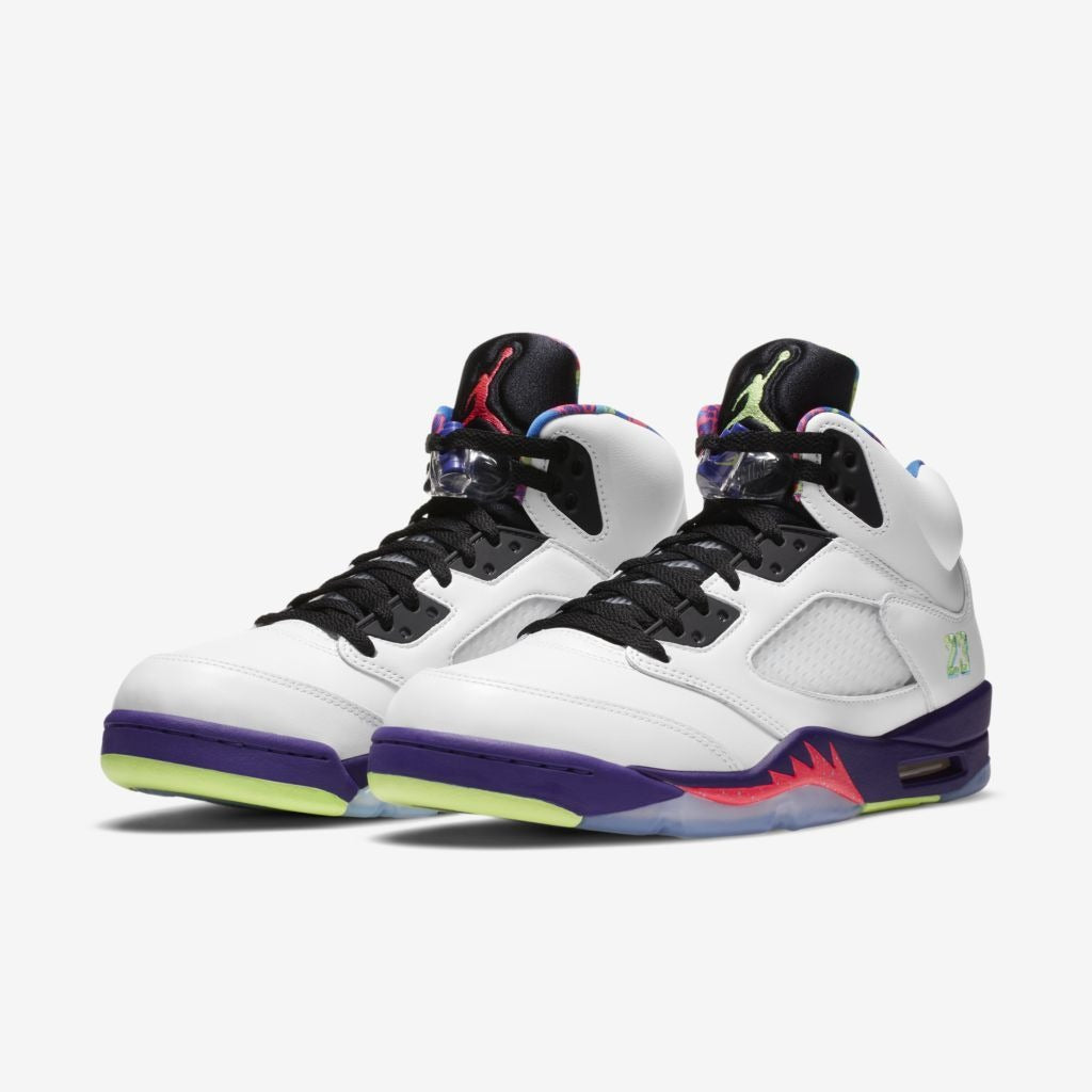 Air Jordan 5 - Branco/Roxo Escuro/Verde Lima