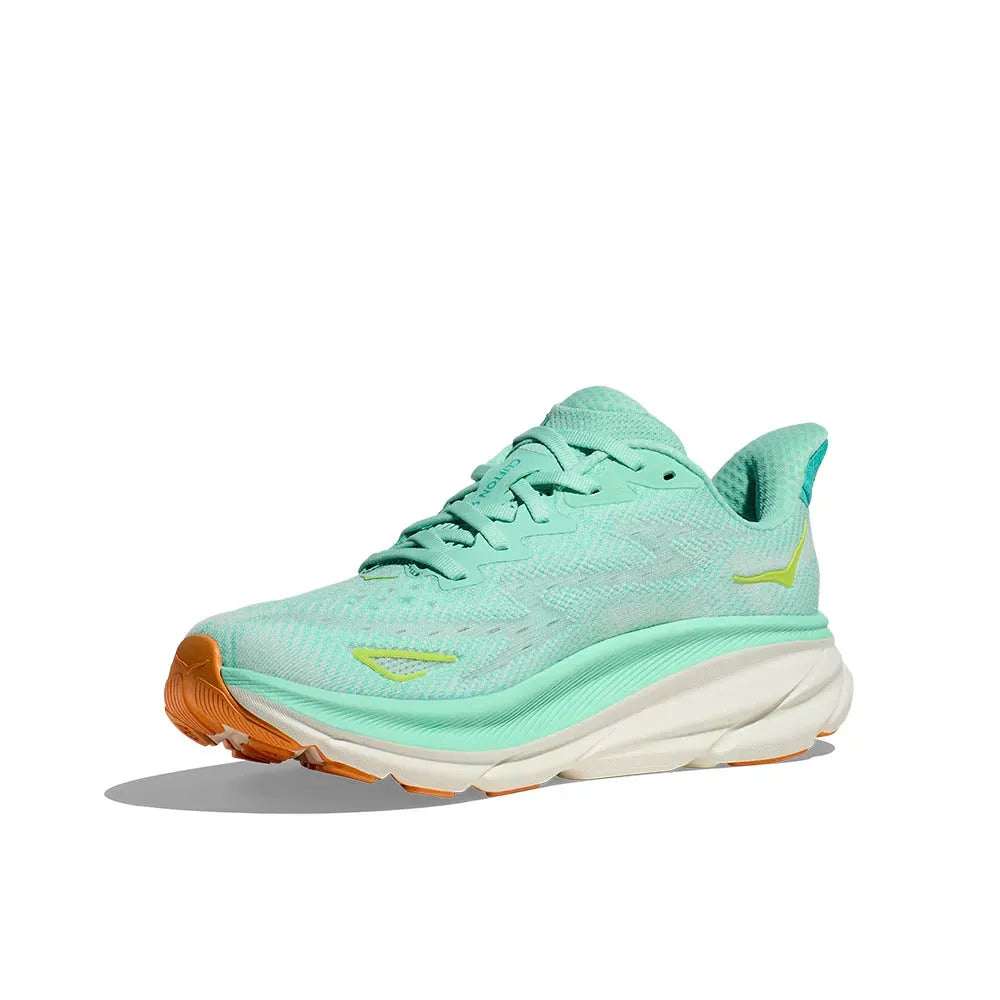 Hoka Clifton 9 – Verde Menta/Laranja Claro