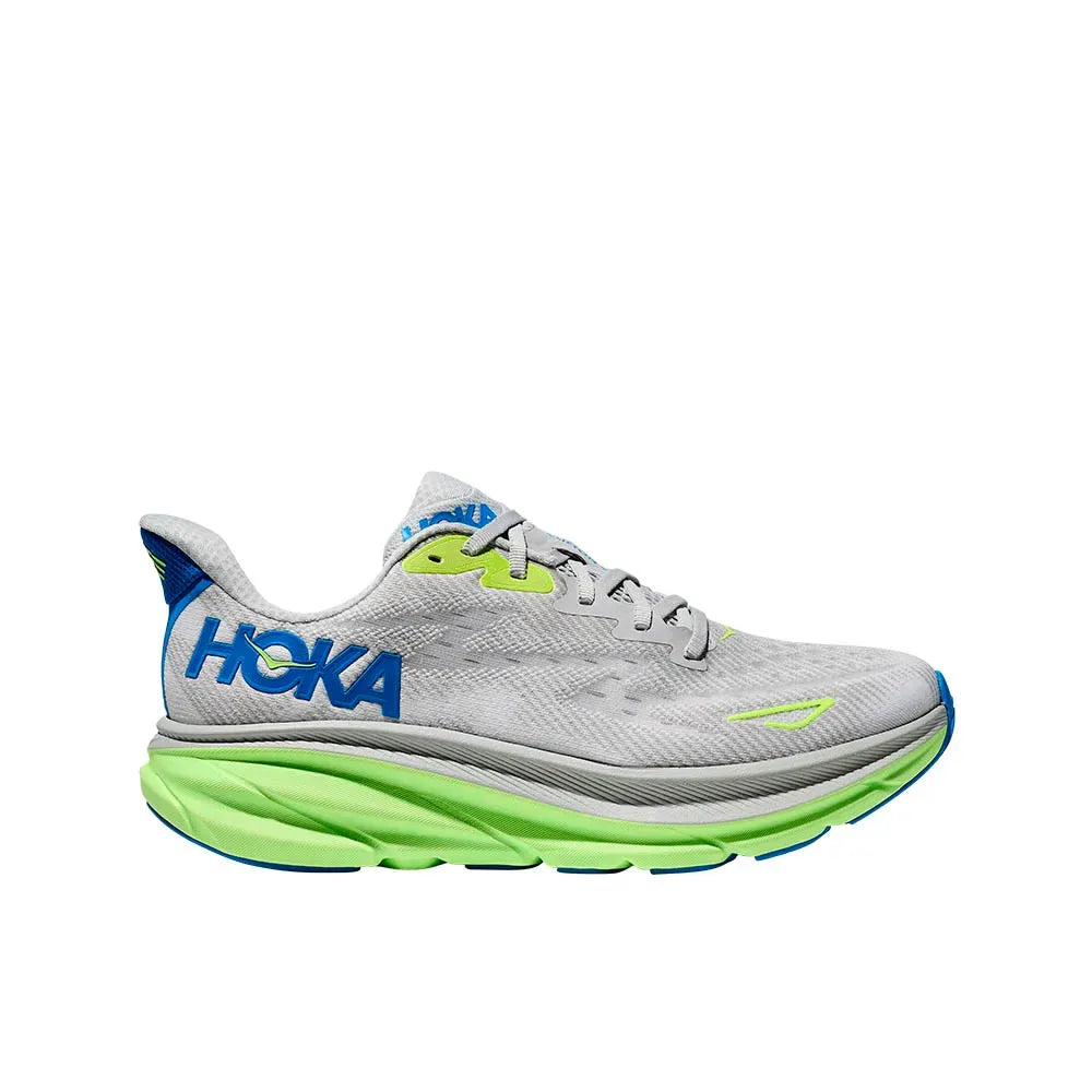 Hoka Clifton 9 – Branco/Verde Neon