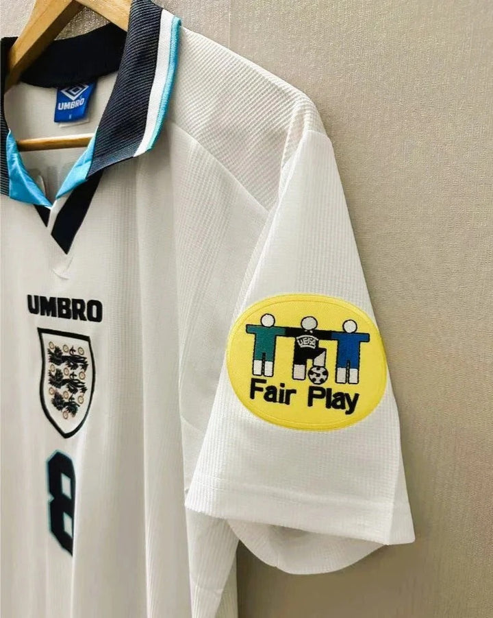Camisa Retrô Inglaterra 1996/97 Home - GASCOIGNE #8 (+Patches)