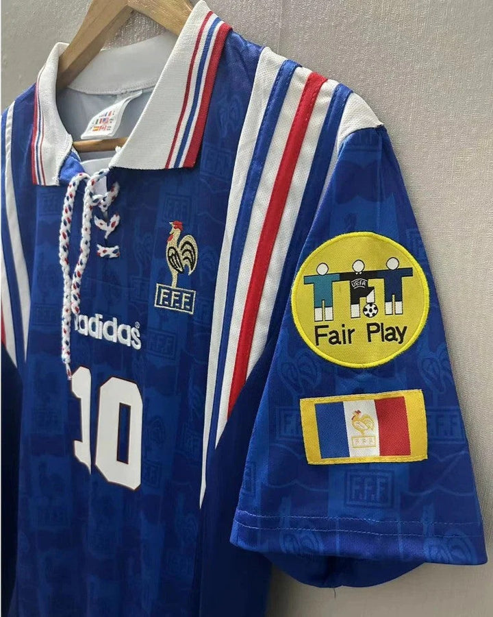 Camisa Retrô França 1996/97 Home - ZIDANE #10 (+Patches)