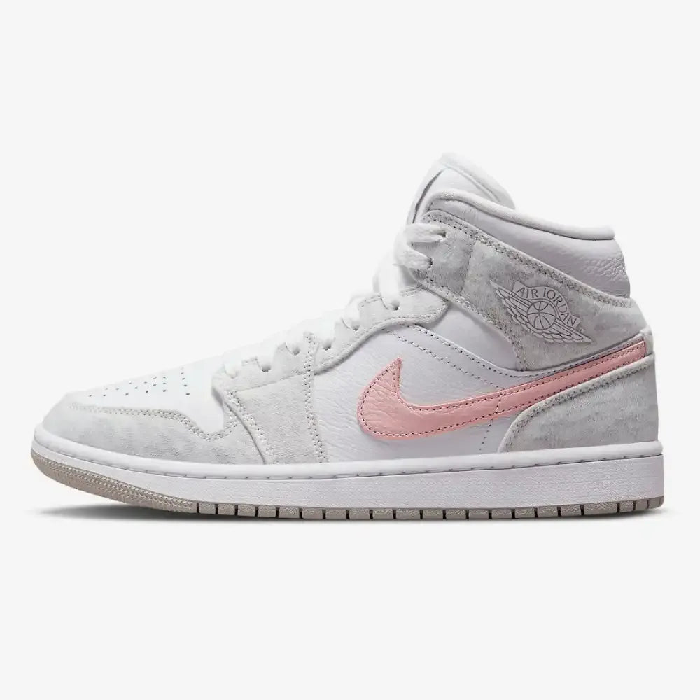 Jordan 1 Mid SE - Branco/Cinza Mescla/Rosa Claro