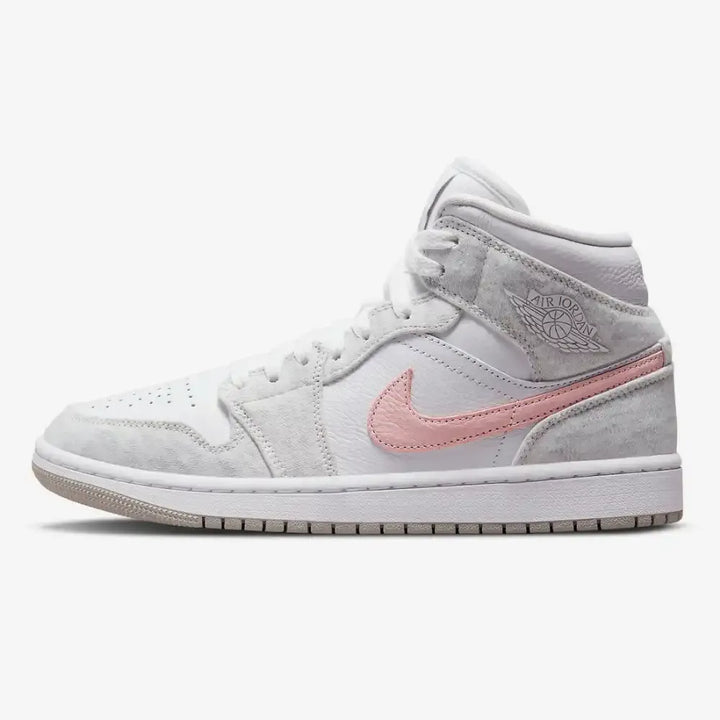 Jordan 1 Mid SE - Branco/Cinza Mescla/Rosa Claro