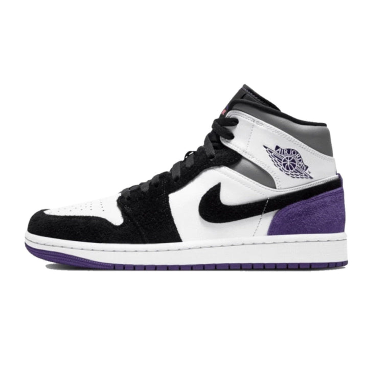 Jordan 1 Mid SE - Branco/Preto/Roxo/Rosa