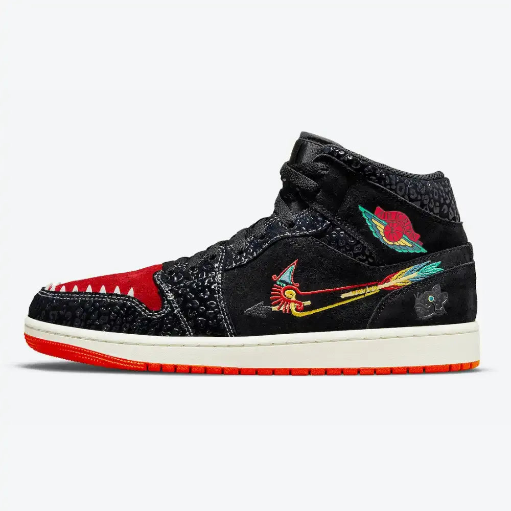 Jordan 1 Mid SE Siempre Familia - Preto/Vermelho/Multicolorido
