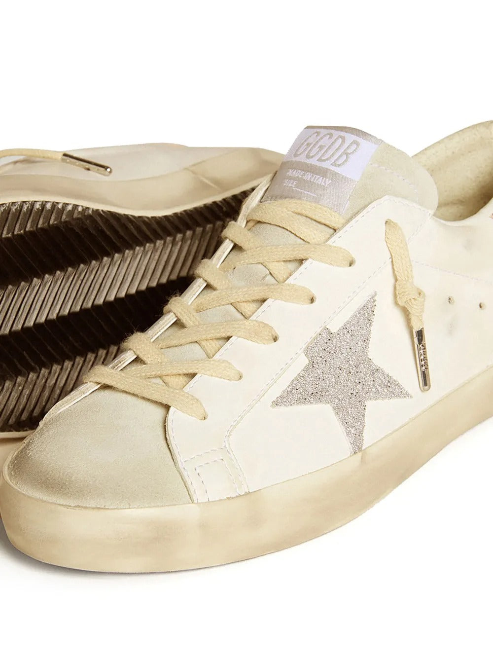 Golden Goose Super-Star – Couro Bege com Swarovski