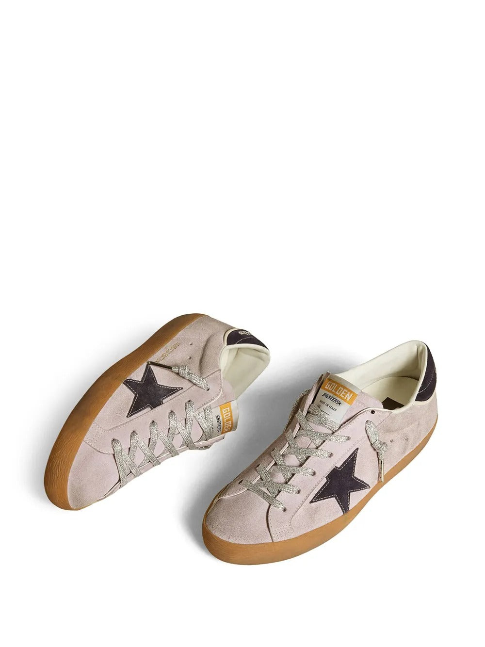 Golden Goose Super-Star – Camurça Bege/Estrela Preta/Solado de Goma