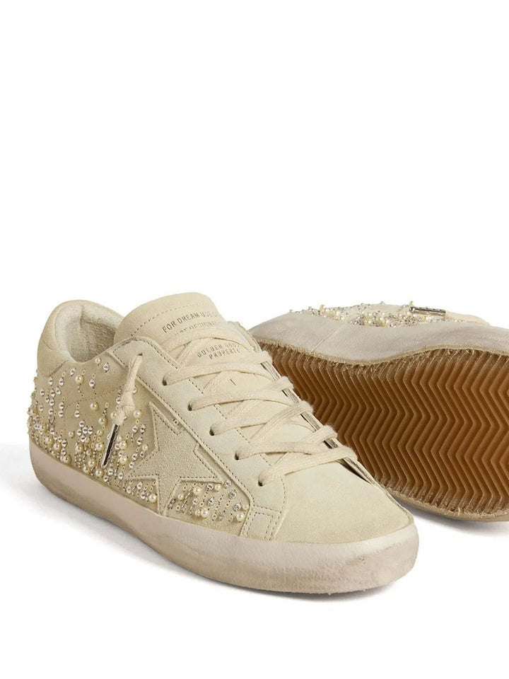 Golden Goose Super-Star – Camurça Bege com Swarovski