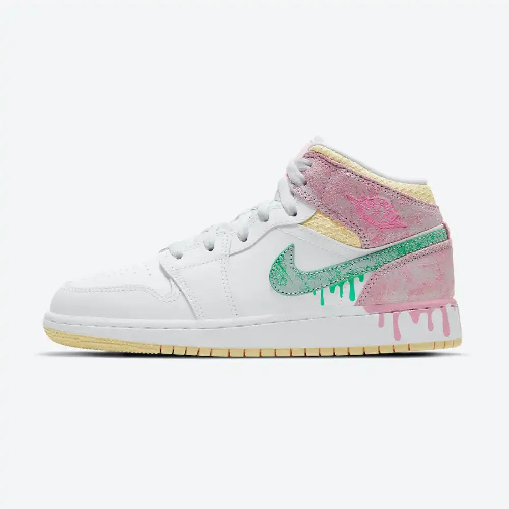 Jordan 1 Mid - Rosa/Menta/Branco/Amarelo