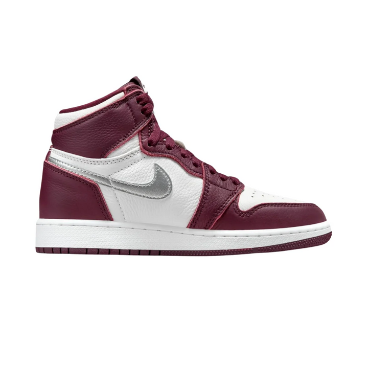 Jordan 1 Retro High - Branco/Bordeaux/Prata Metalizado