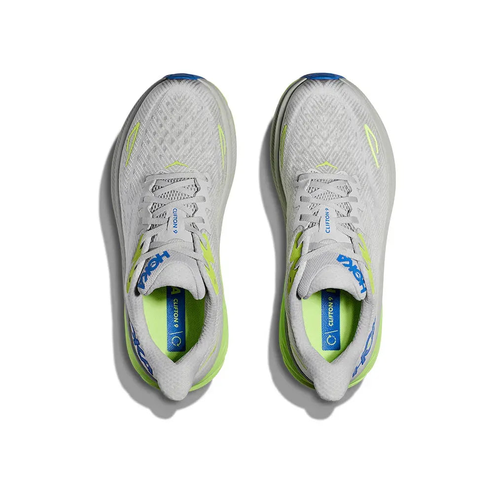 Hoka Clifton 9 – Branco/Verde Neon