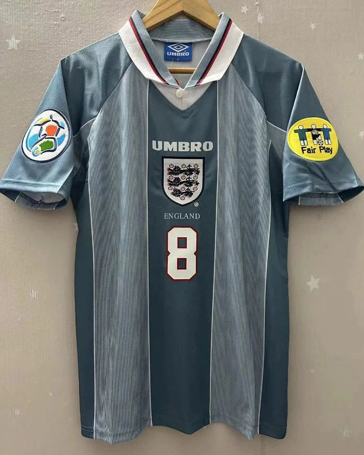Camisa Retrô Inglaterra 96/97 Away - GASCOIGNE #8 (+Patches)