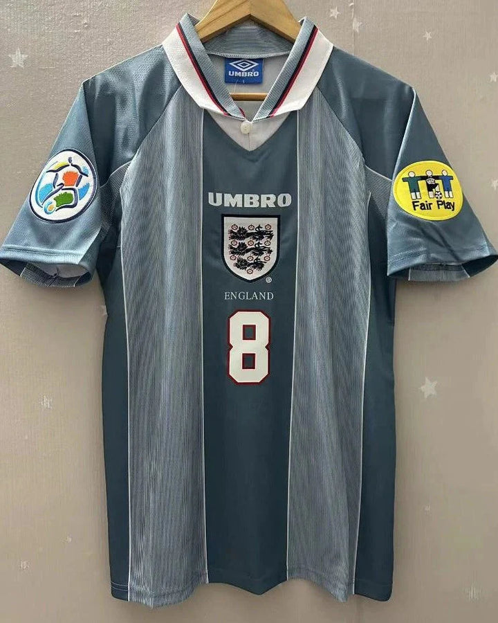 Camisa Retrô Inglaterra 96/97 Away - GASCOIGNE #8 (+Patches)