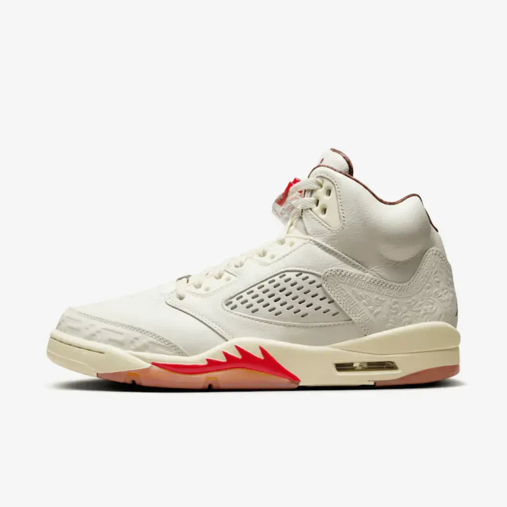 Air Jordan 5 - Off White/Bege Manteiga/Vermelho