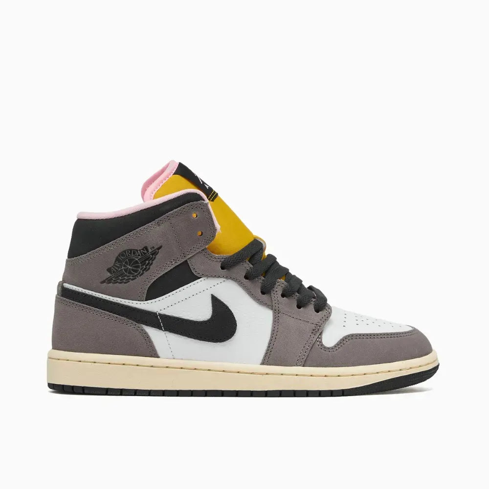 Air Jordan 1 Mid SE - Cinza/Branco/Amarelo