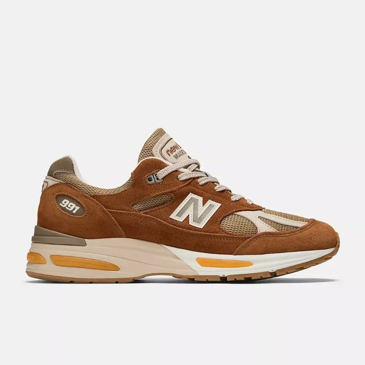 New Balance 991v2 MiUK – Caramelo/Laranja/Cinza