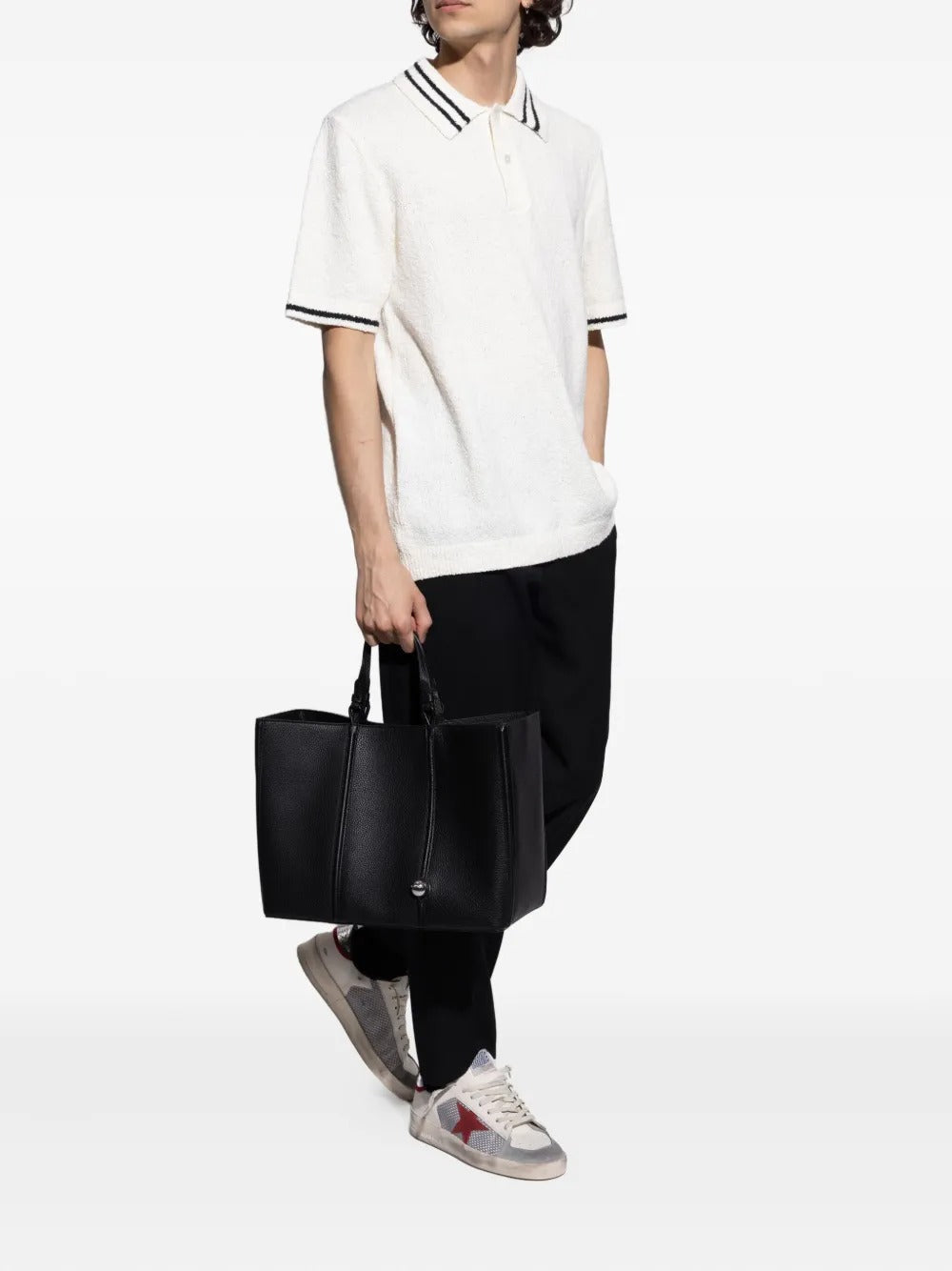 Golden Goose Stardan – Tela Cinza/Estrela Vermelha