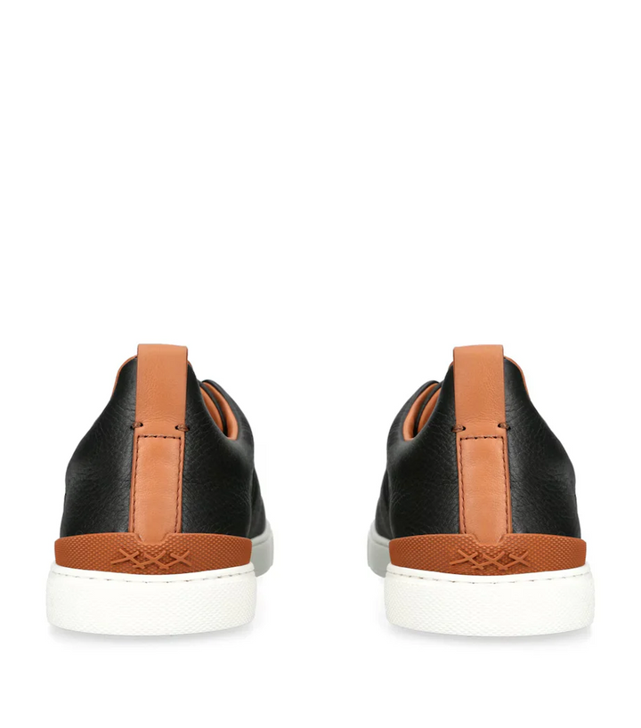 Tênis Zegna Triple Stitch Leather Preto