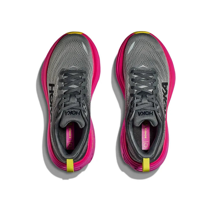 Hoka Bondi 8 - Cinza Escuro/Rosa
