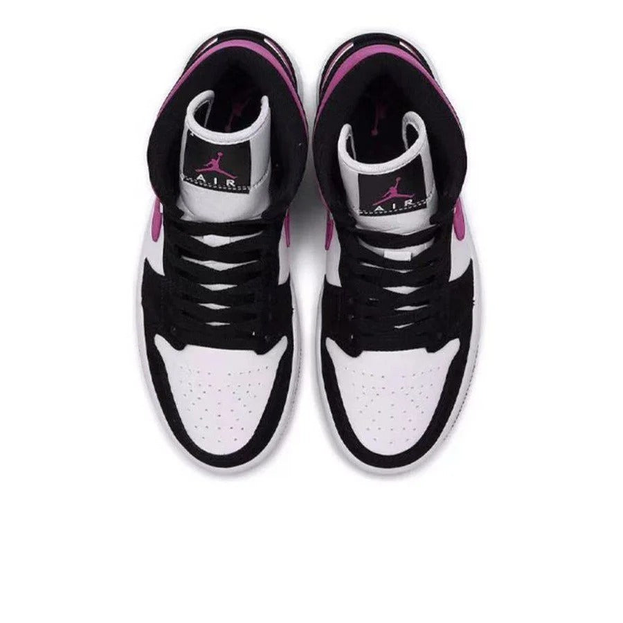Jordan 1 Mid - Branco/Preto/Magenta