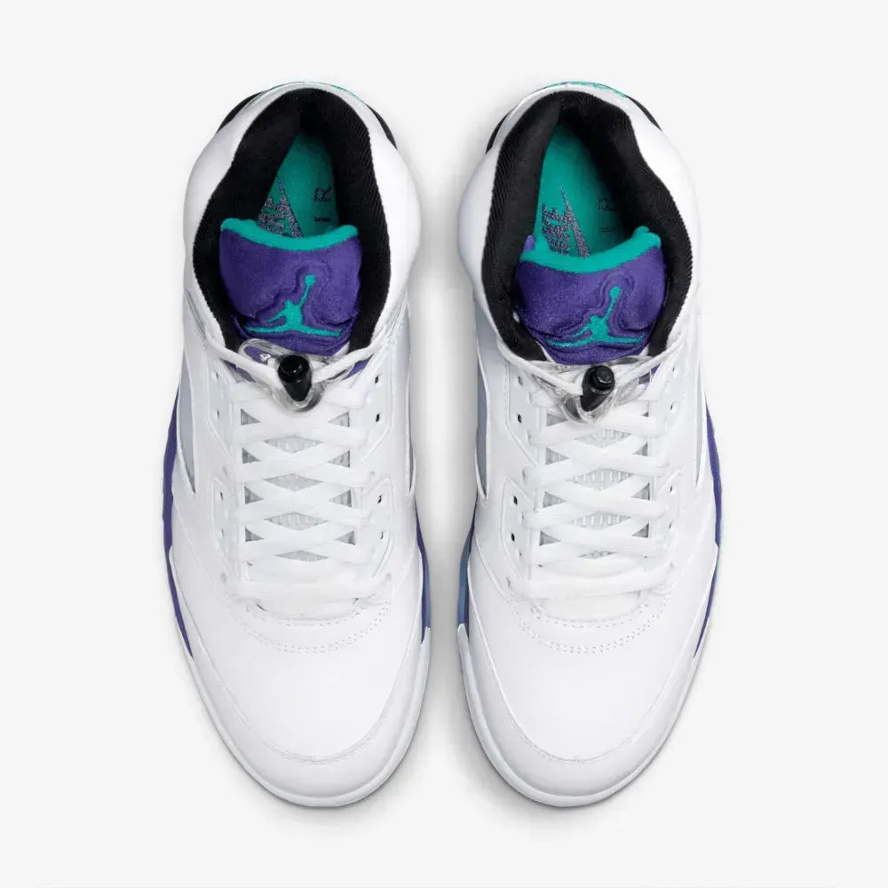 Air Jordan 5 - Branco/Roxo/Verde Turquesa