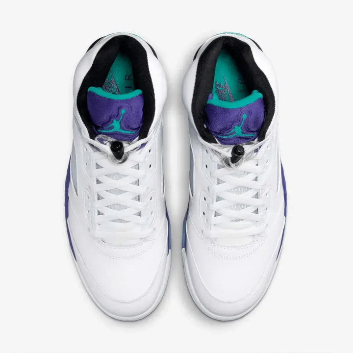 Air Jordan 5 - Branco/Roxo/Verde Turquesa