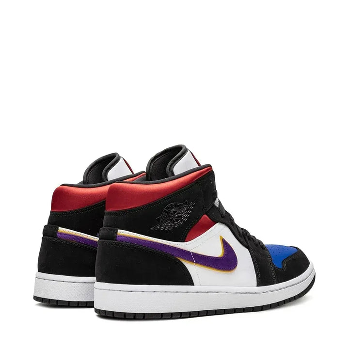 Jordan 1 Mid Lakers Top 3 - Vermelho/Azul Royal/Roxo