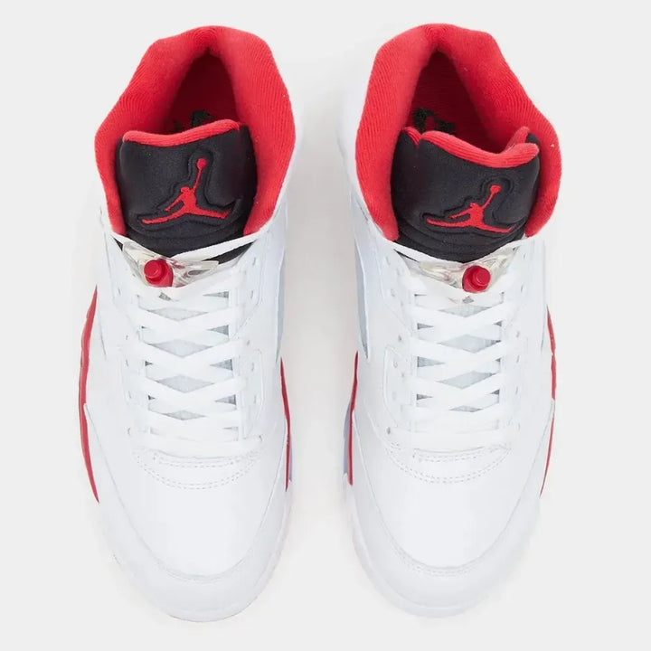Jordan 5 Retro Vermelho Fogo Língua Prateada