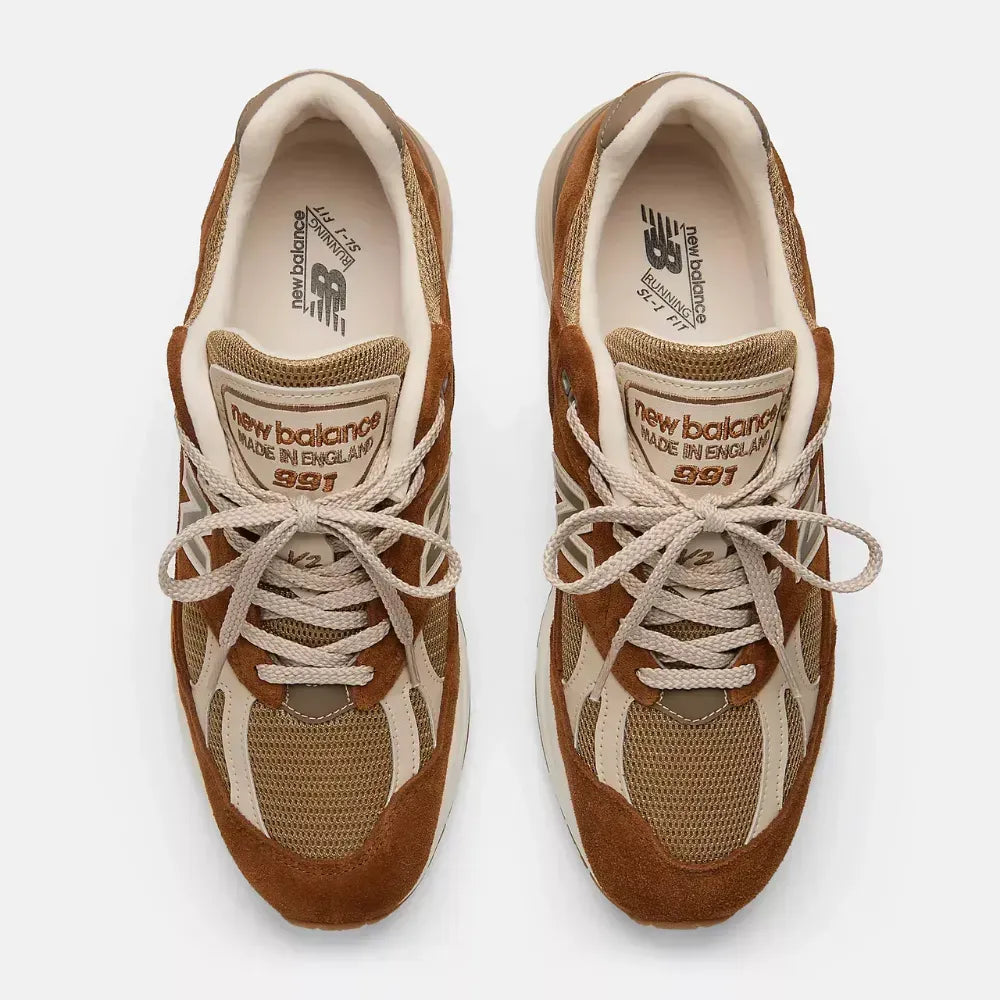 New Balance 991v2 MiUK – Caramelo/Laranja/Cinza