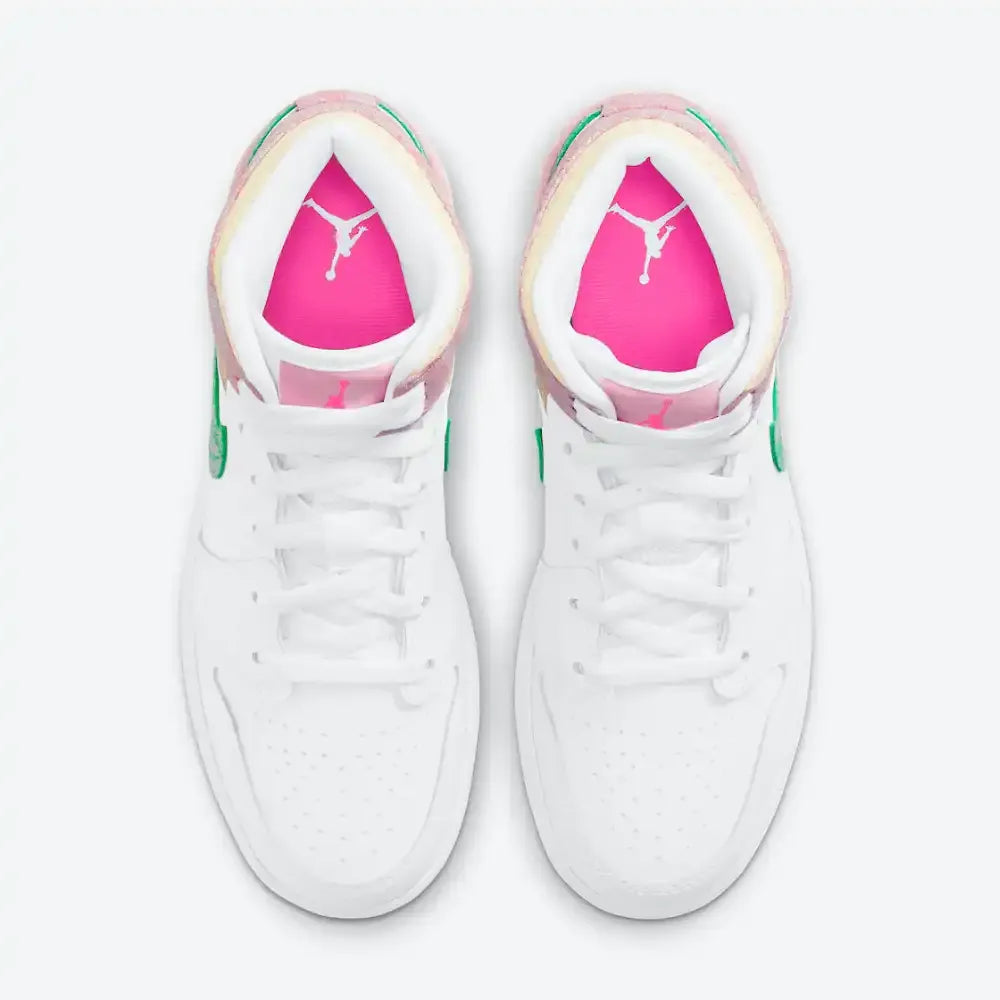 Jordan 1 Mid - Rosa/Menta/Branco/Amarelo