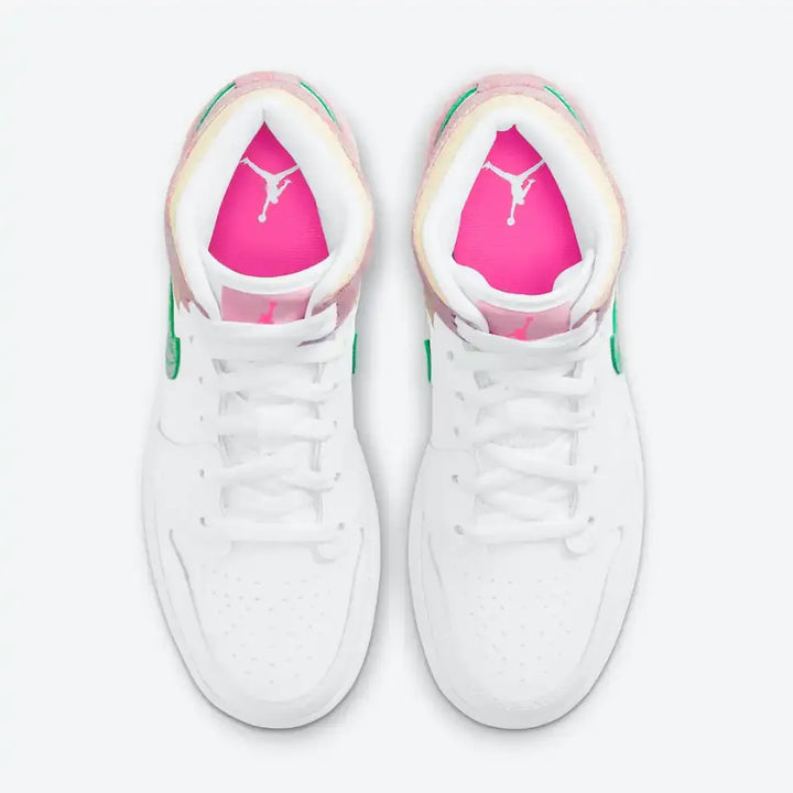 Jordan 1 Mid - Rosa/Menta/Branco/Amarelo